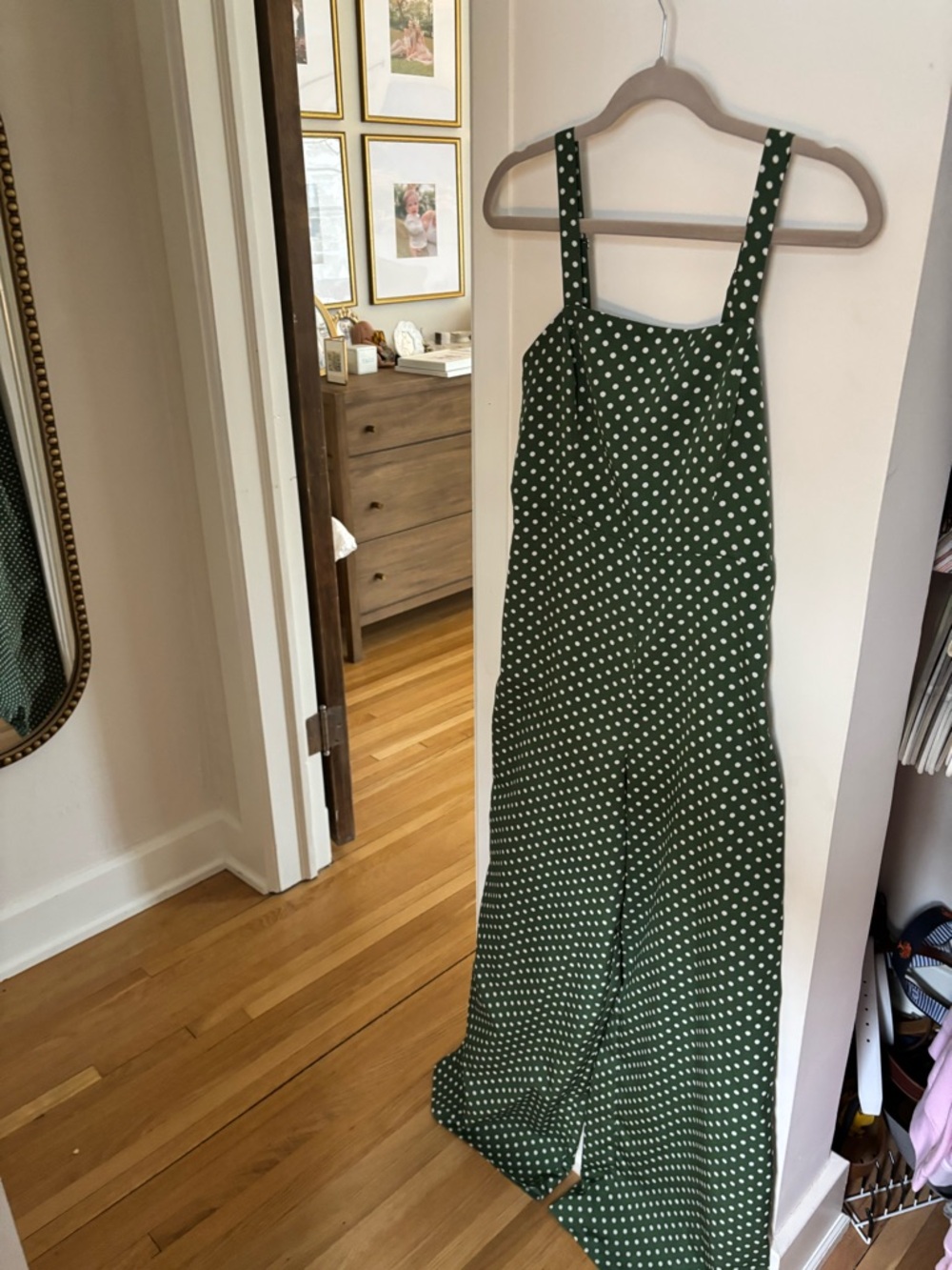 Green Polka Dot Wide-Leg Jumpsuit